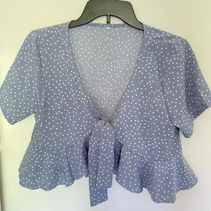 Ruffle tie front top